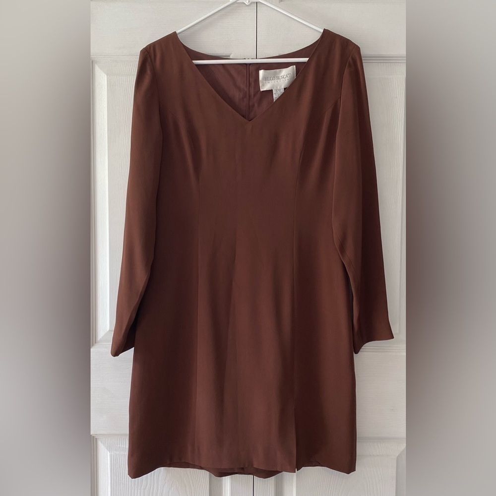 NWT Hugo 100% Silk Buscati Women’s Long Sleeve Dress Size 12 - Picture 7 of 9